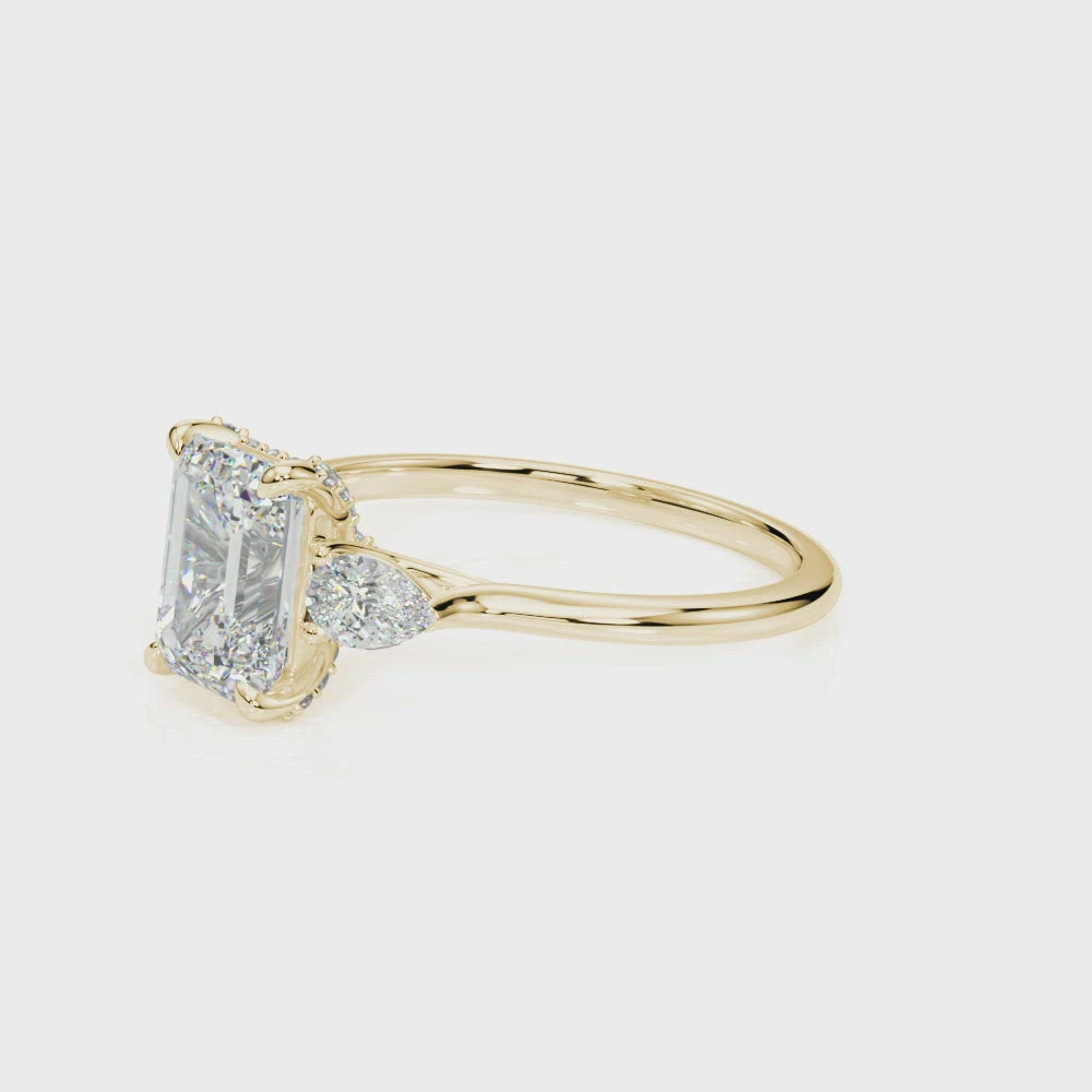 Marbella Emerald Cut with Pear Sides Diamond Engagement Ring
