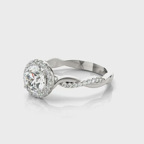 Kai Round Diamond Halo Twist Engagement Ring