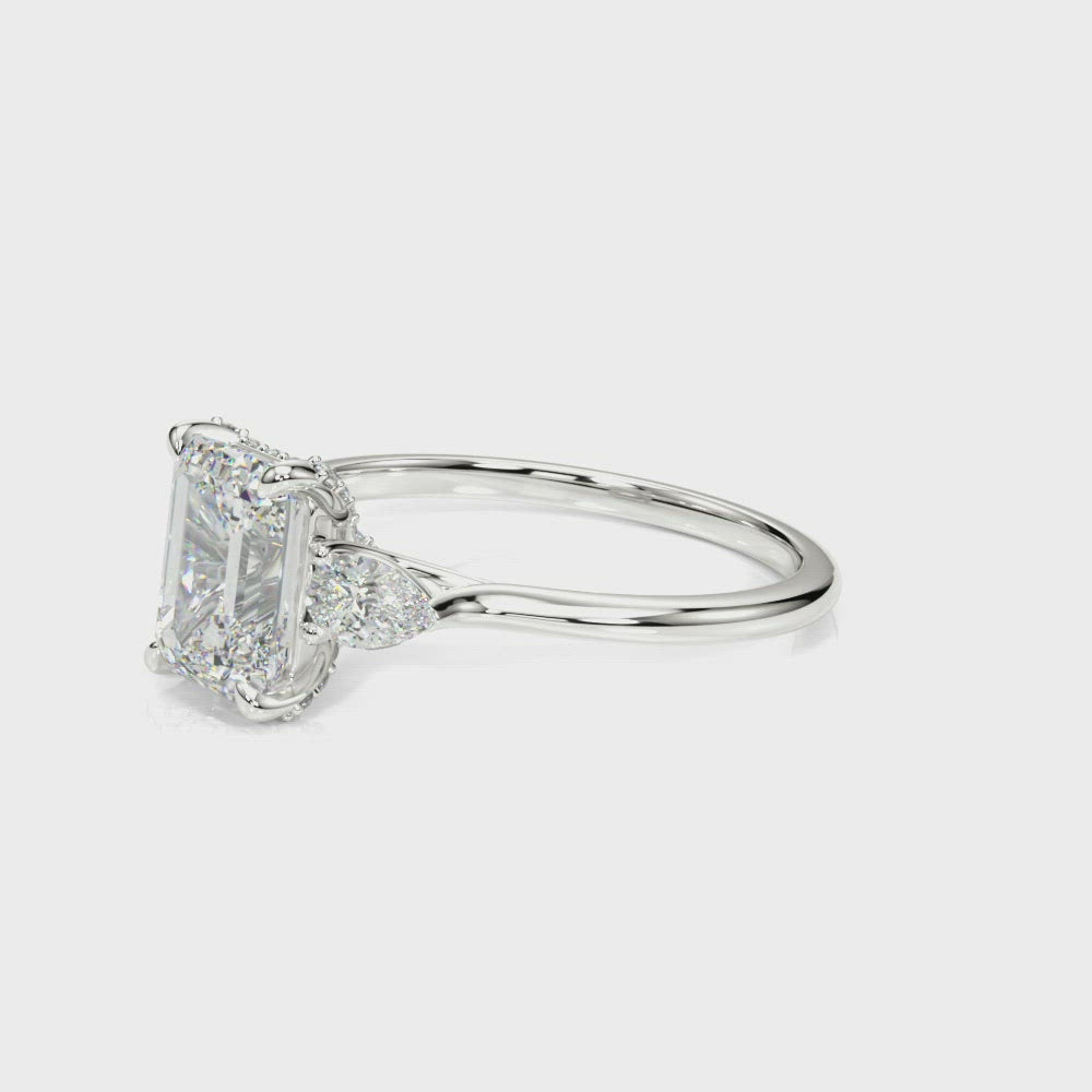 Marbella Emerald Cut with Pear Sides Diamond Engagement Ring