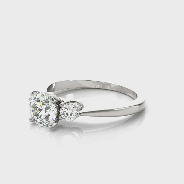 Jaza Round Three Stone Diamond Engagement Ring