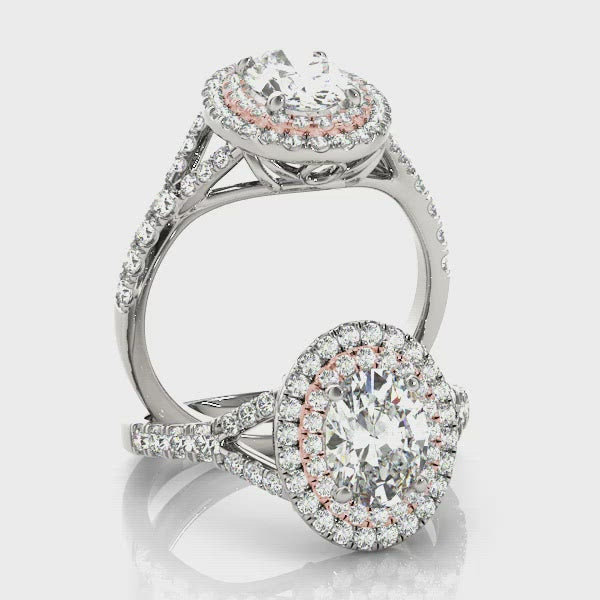 Tiara Oval Double Halo Engagement Ring