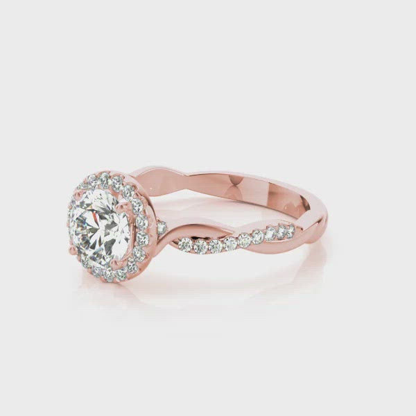 Kai Round Diamond Halo Twist Engagement Ring