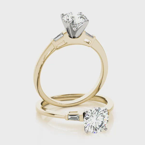 Venice Round Diamond Baguette Sides Engagement Ring