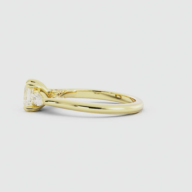 Asscher-Cut Diamond Engagement Ring Pear-Shaped Side Stones