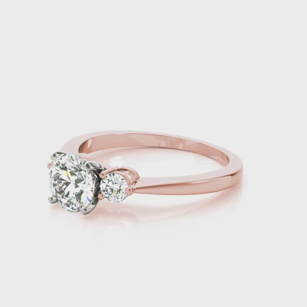 Jaza Round Three Stone Diamond Engagement Ring