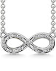 DIAMOND 1/6 CT.TW. ROUND AND BAGUETTE CUT INFINITY NECKLACE IN 10K WHITE GOLD