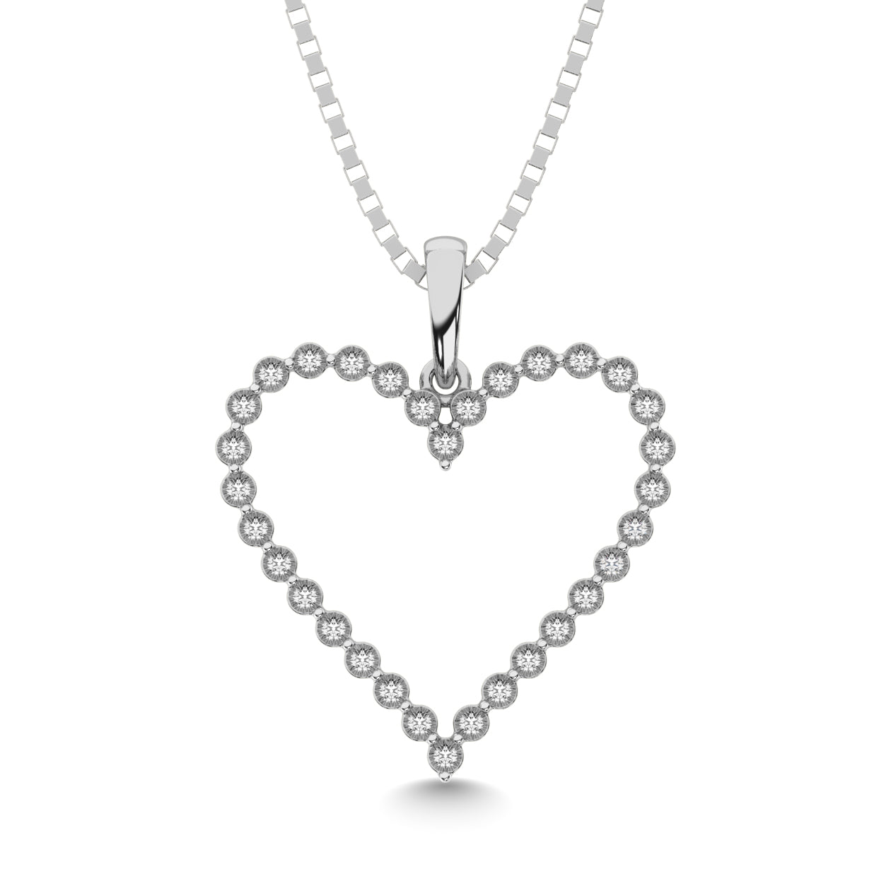 Sterling Silver 1/10 CT.TW. Diamond Heart Pendant