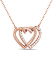 Diamond Duel Heart Fashion Necklace 1/8 CT TW In 10k Rose Gold