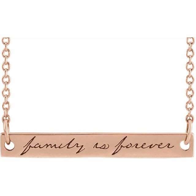 14K Rose Gold Family is Forever Bar 18&quot; Necklace
