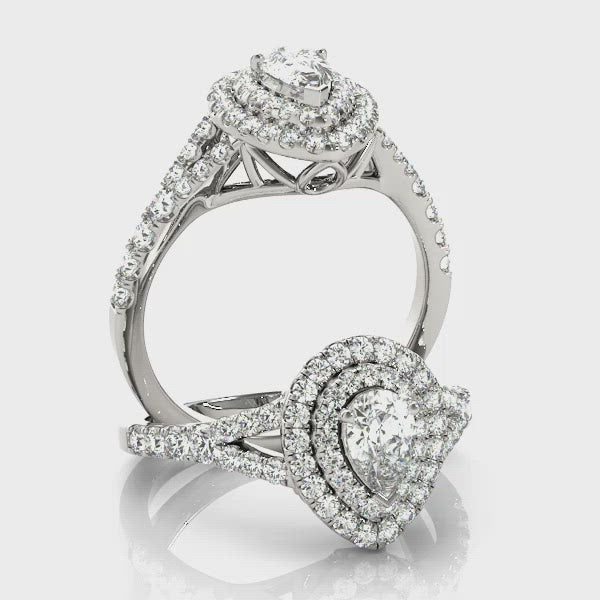 Bria Pear Diamond Double Halo Engagement Ring