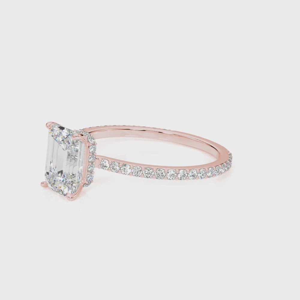 Phoenix Emerald Cut Hidden Halo Engagement Ring