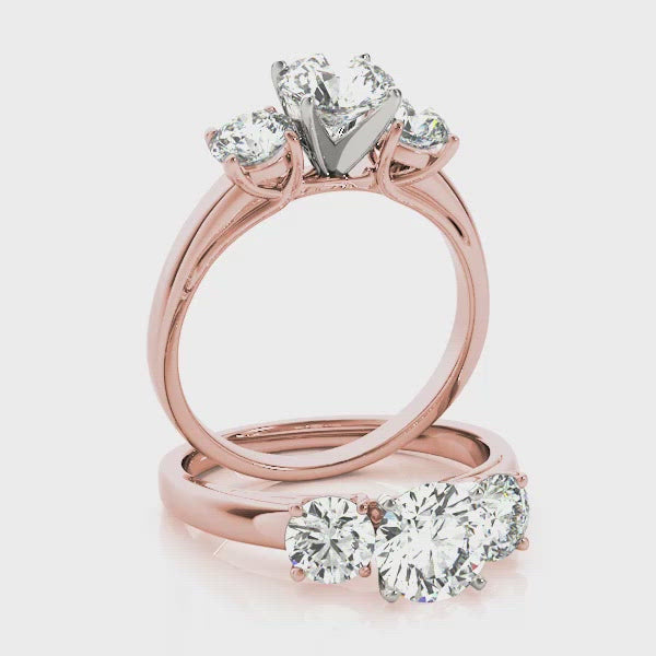 Bloom Round Three Stone Solitaire Engagement Ring