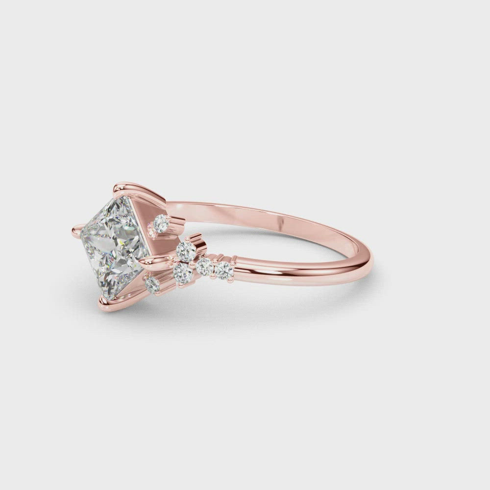 Venezuela East West Princess Cut Diamond Engagement Ring