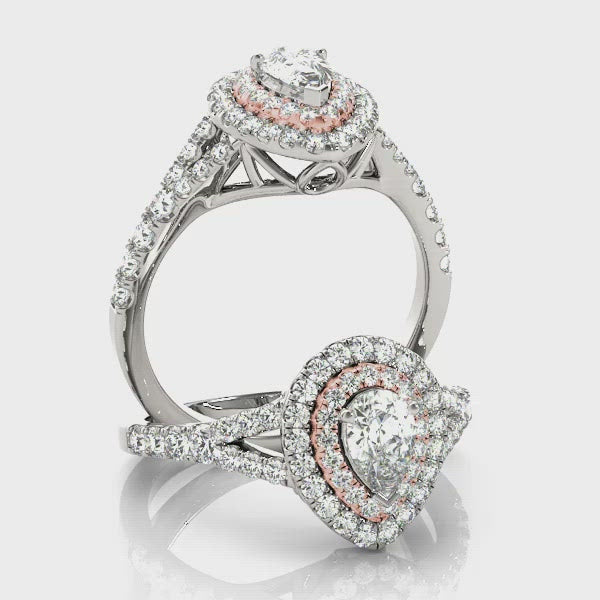 Bria Pear Diamond Double Halo Engagement Ring