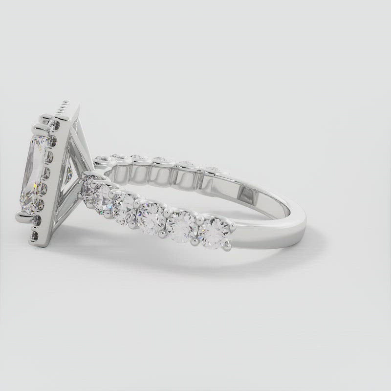 Radiant Cut Diamond Halo Engagement Ring