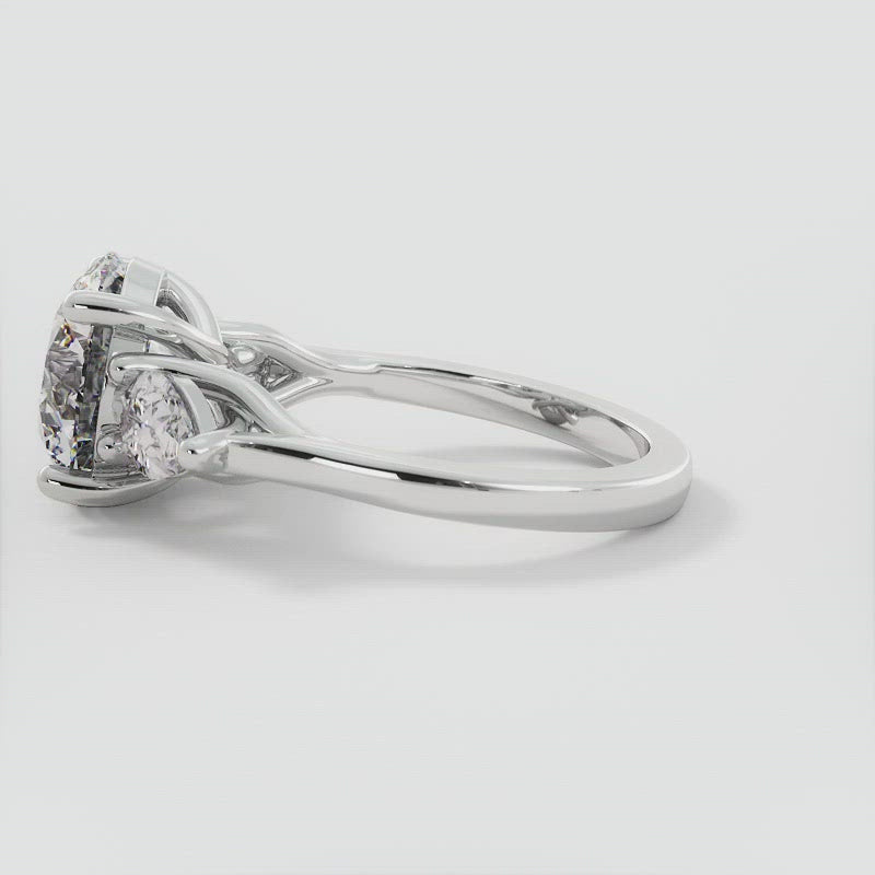 Round Diamond with Pear Sides Solitaire Engagement Ring