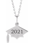 Sterling Silver Engravable Graduation Cap 16-18" Necklace