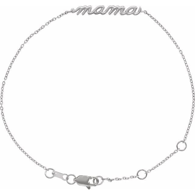 14K White Mama Bracelet