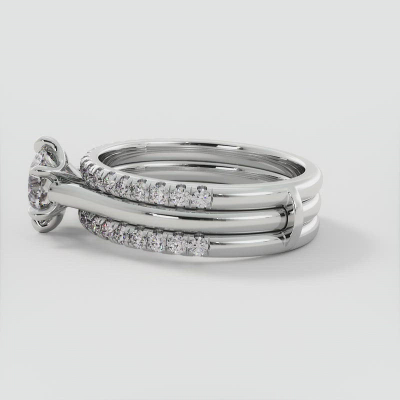 Round Moissanite Bridal Set Six-Prong Engagement Ring Video