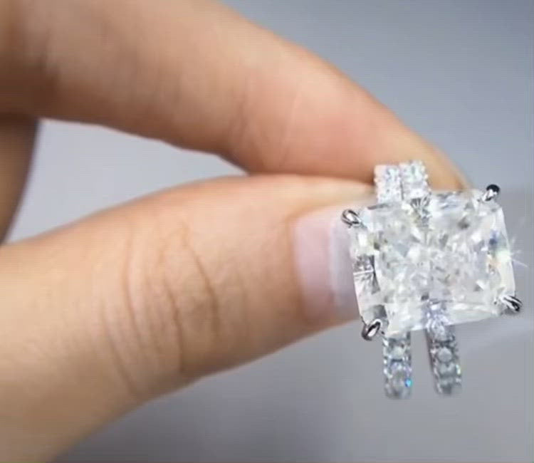 5 Carat Crushed Ice Radiant Cut Moissanite Ring