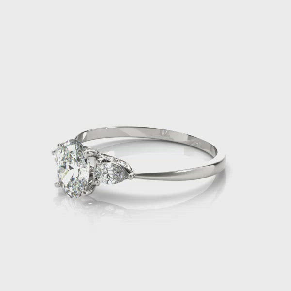 Dallas Oval Diamond with Pear Sides Engagement Ring