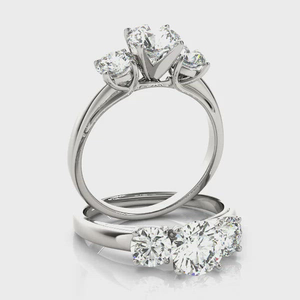 Bloom Round Three Stone Solitaire Engagement Ring