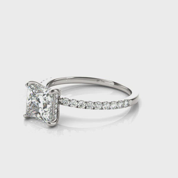 Everly Princess Cut Hidden Halo Engagement Ring