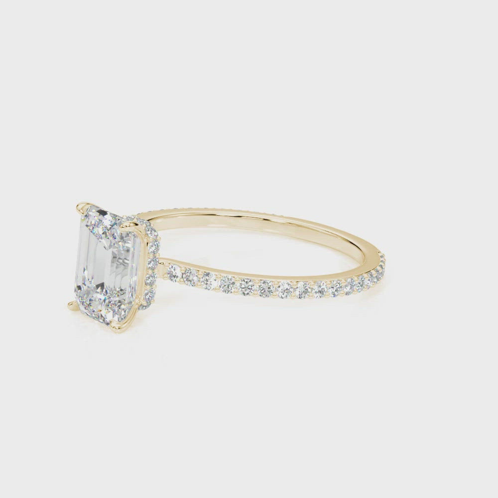 Phoenix Emerald Cut Hidden Halo Engagement Ring