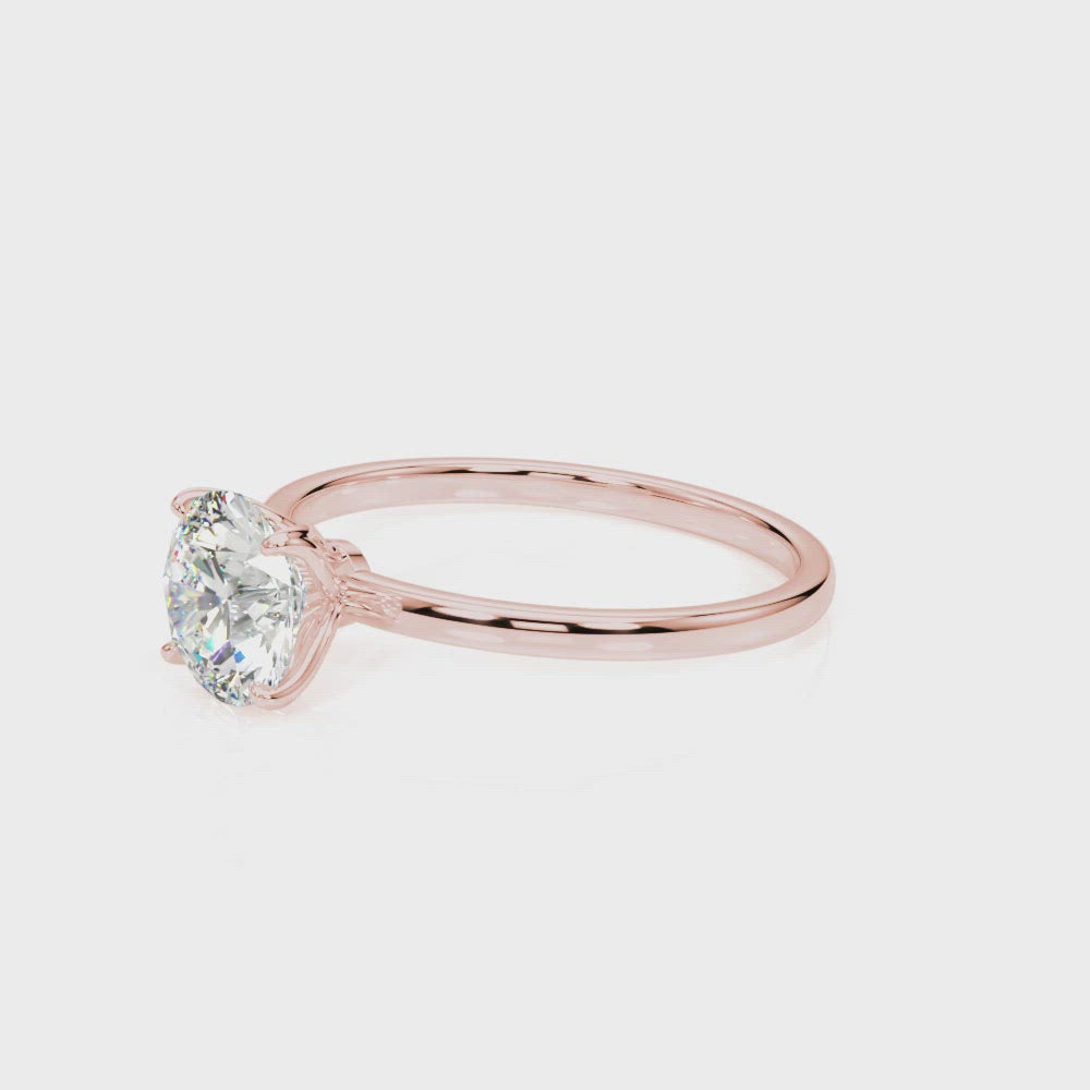 Estepona Round Petal Prongs Solitaire Engagement Ring