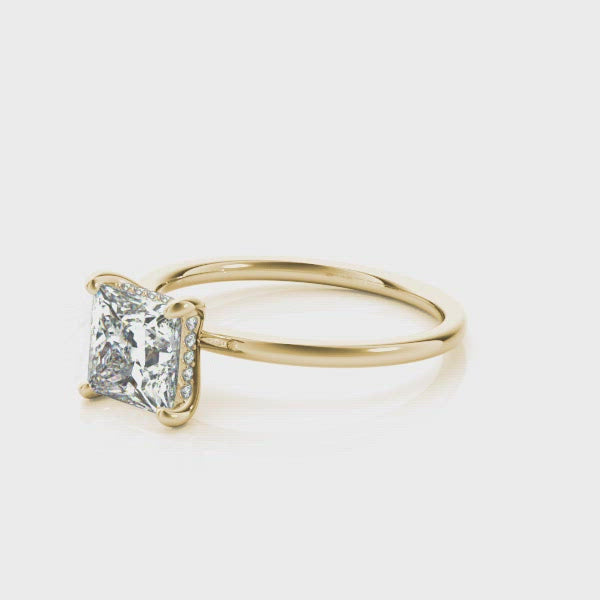 Houston Princess Cut Hidden Halo Solitaire Engagement Ring