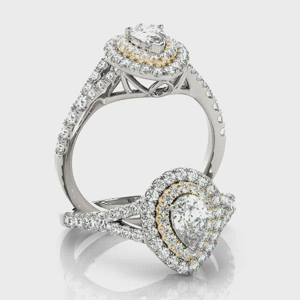 Bria Pear Diamond Double Halo Engagement Ring