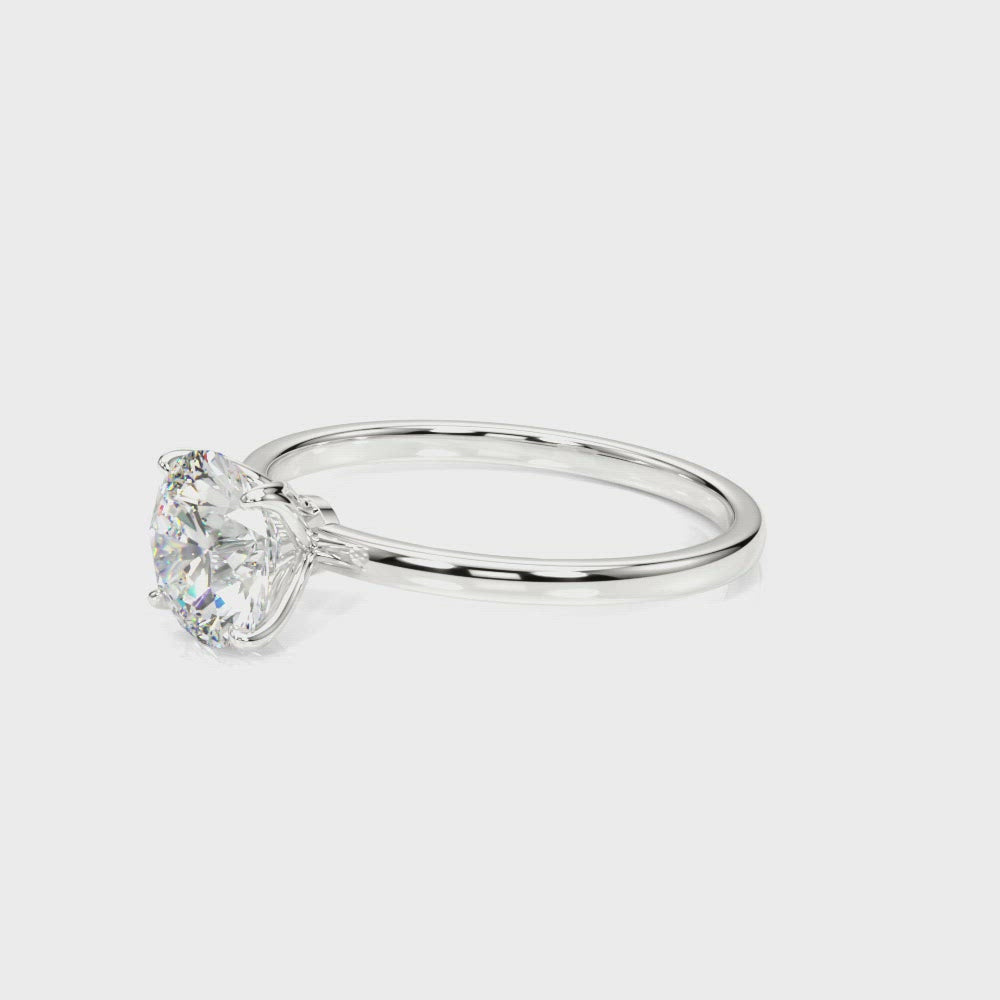 Estepona Round Petal Prongs Solitaire Engagement Ring