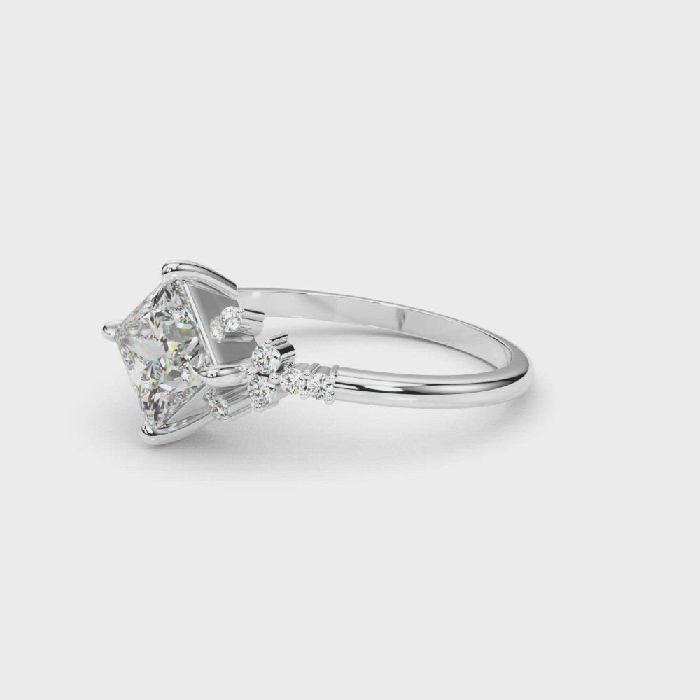 Venezuela East West Princess Cut Diamond Engagement Ring