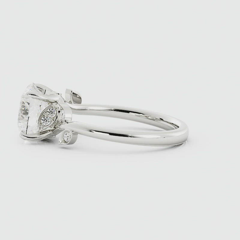 Round Floral Moissanite Engagement Ring