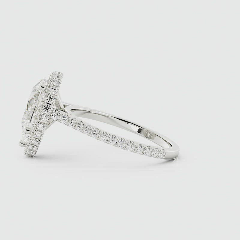 Pear Diamond Halo Engagement Ring