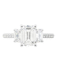 3 Stone Emerald Cut White Gold Engagement Ring