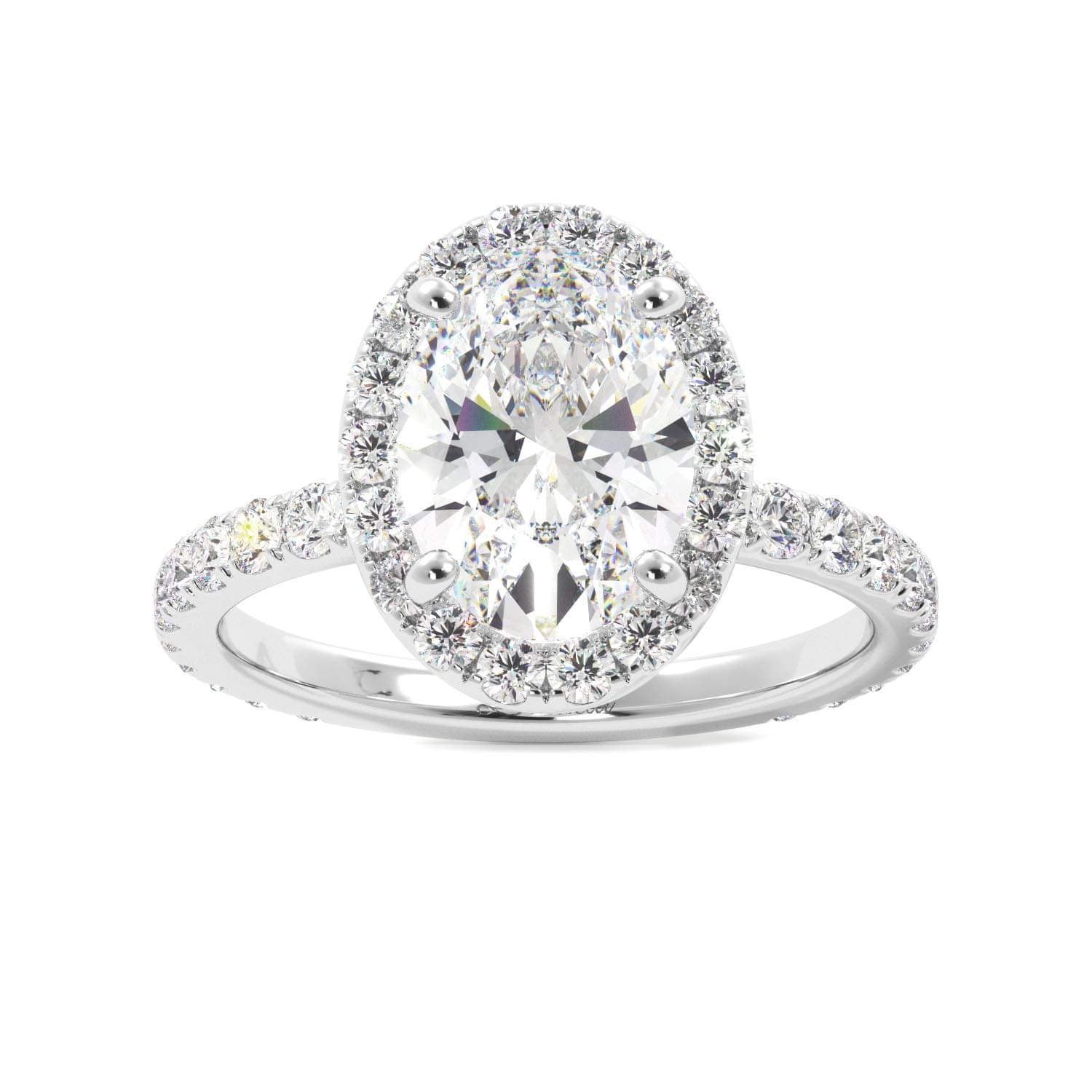 2 Carat Oval Diamond Halo Engagement Ring
