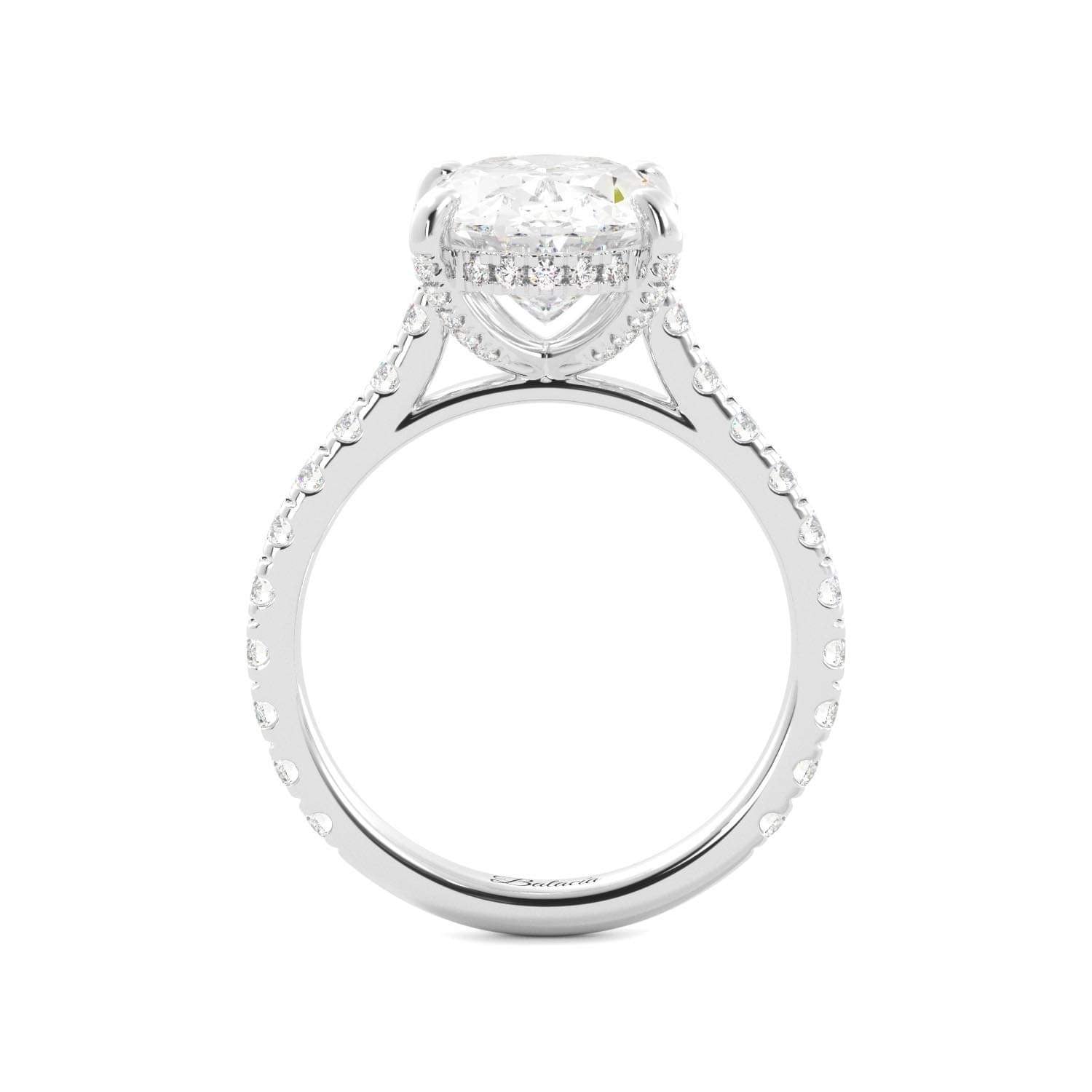 4 Carat Oval Moissanite Hidden Halo Engagement Ring