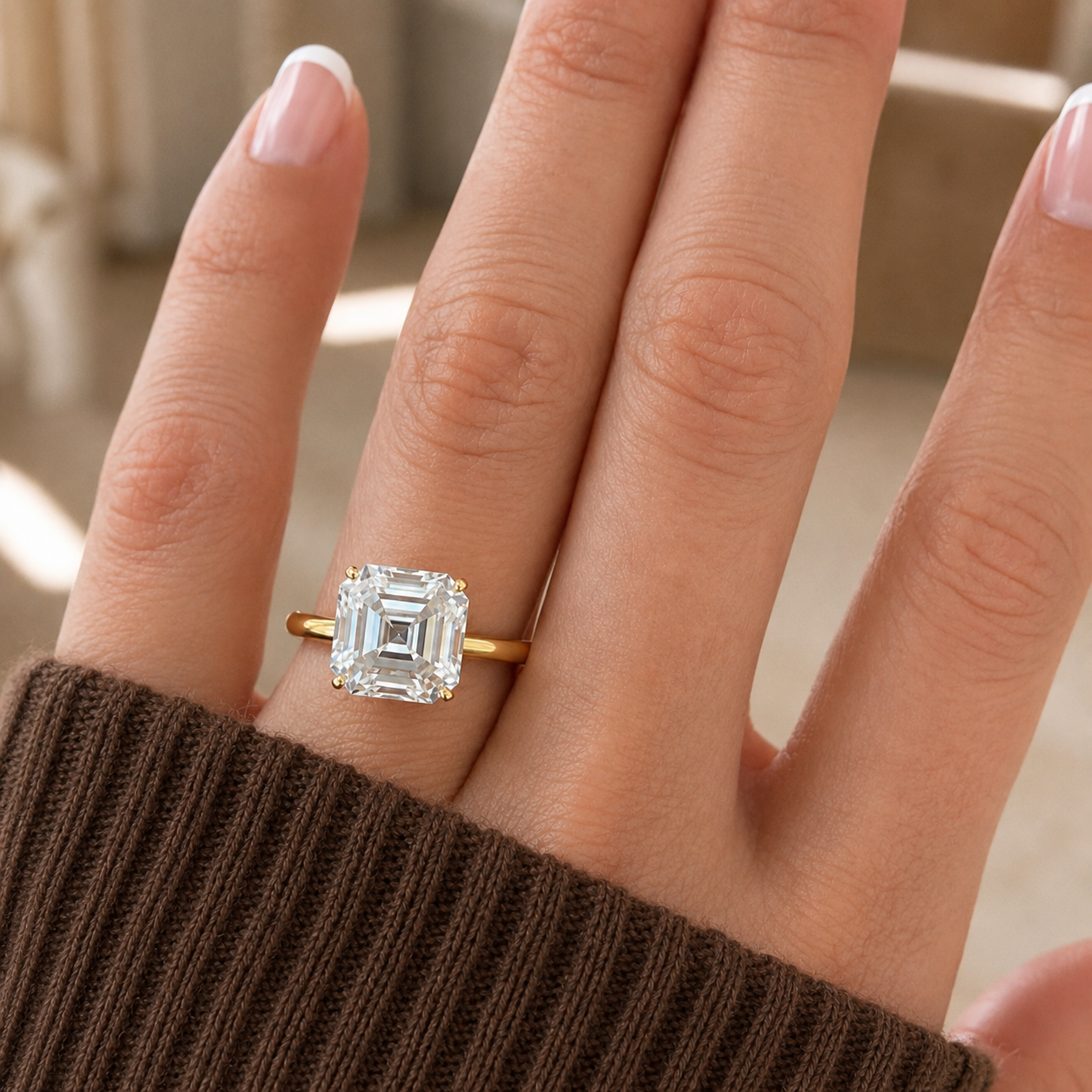 asscher cut diamond engagement rings