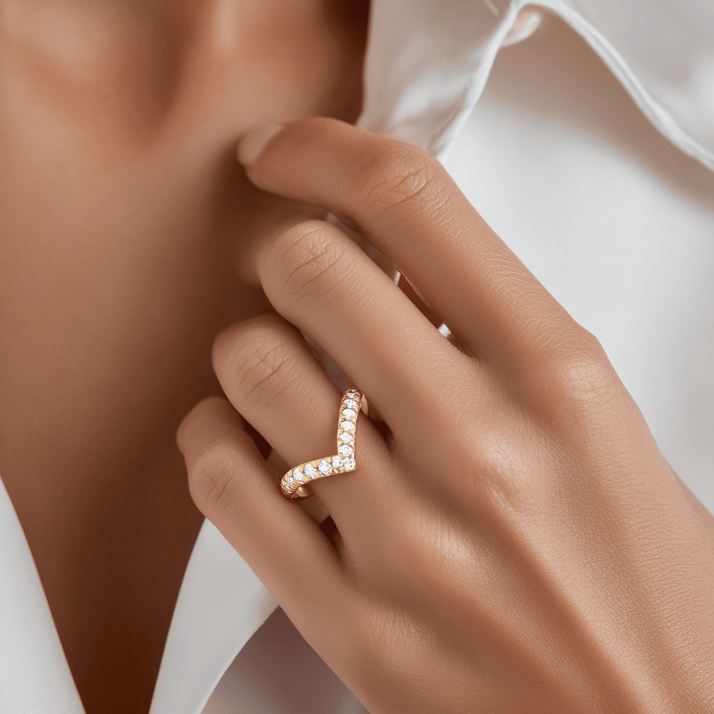 curved contour gold wedding bands