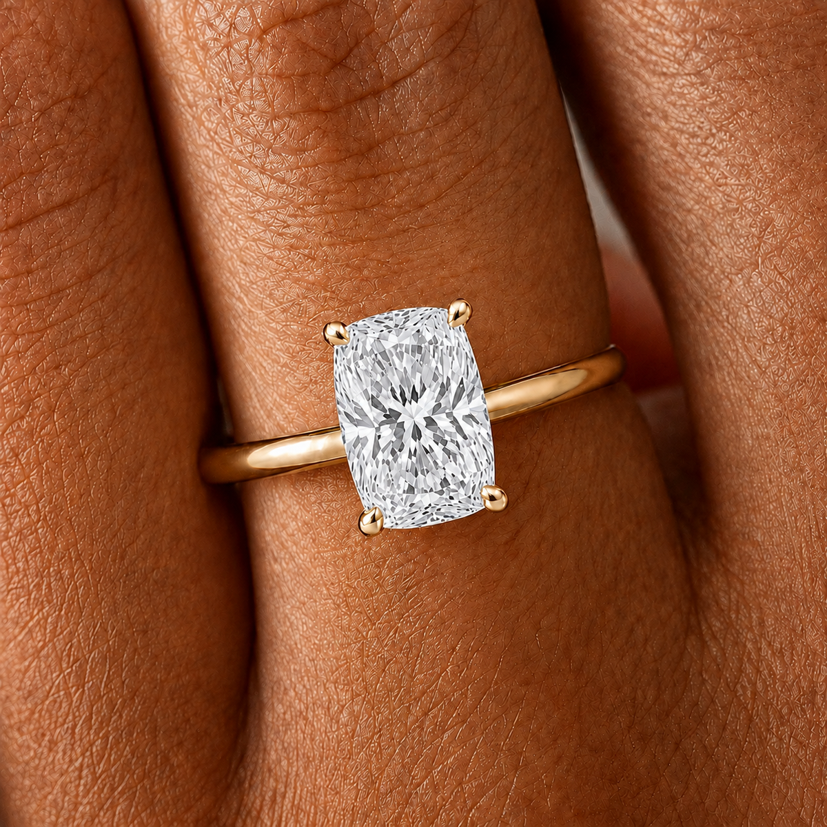 elongated cushion diamond gold rings