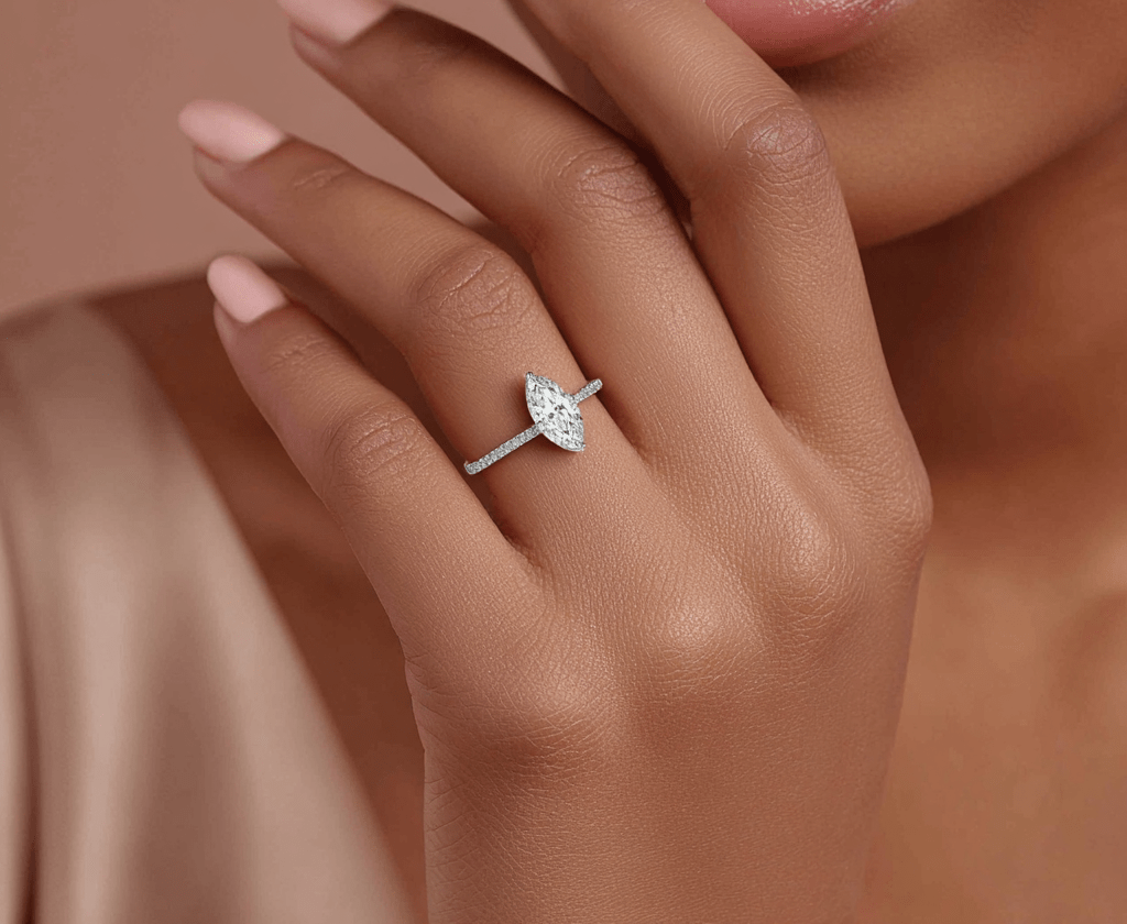 marquise moissanite engagement ring