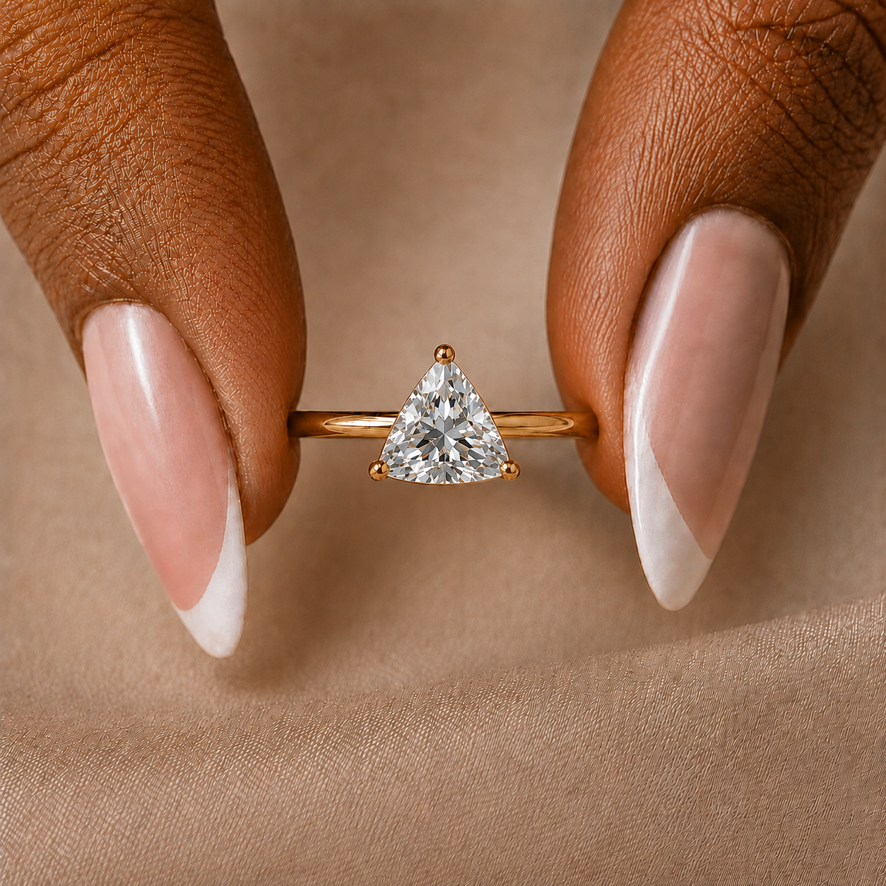 trillion cut triangle diamond ring