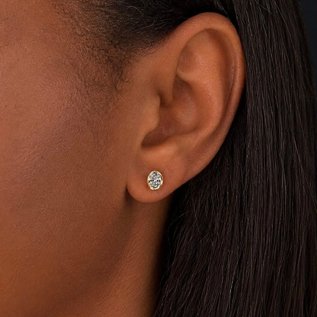 .50ctw Oval Diamond Bezel Stud Earrings