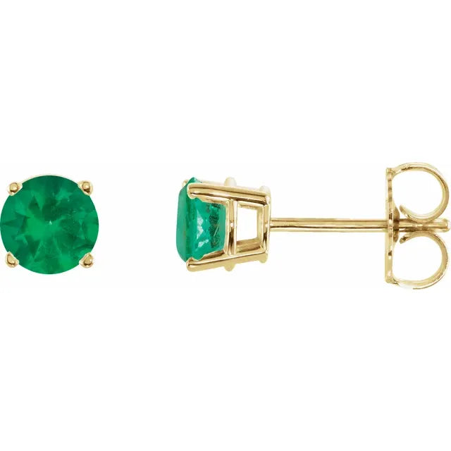 Green Emerald Stud Earrings