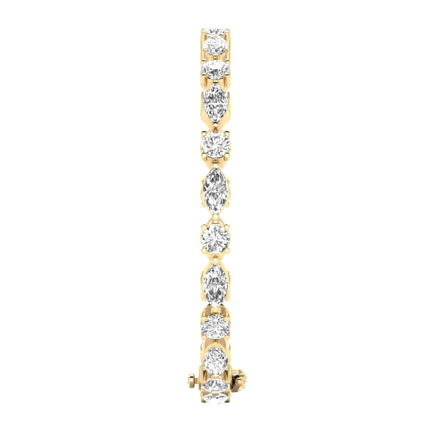 Dynamic Round &amp; Marquise Diamond Bracelet - Featuring a stunning mix of round and marquise diamonds for a bold, elegant design | Yellow Gold | Side View