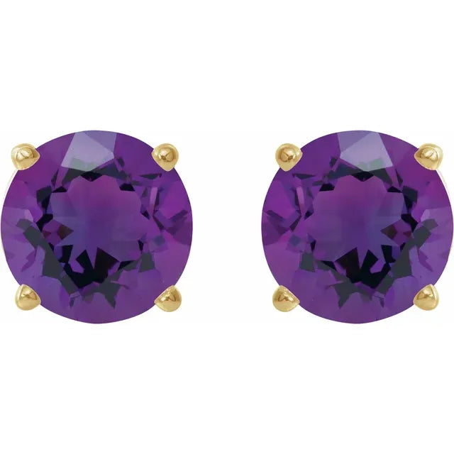 Natural Amethyst Stud Earrings