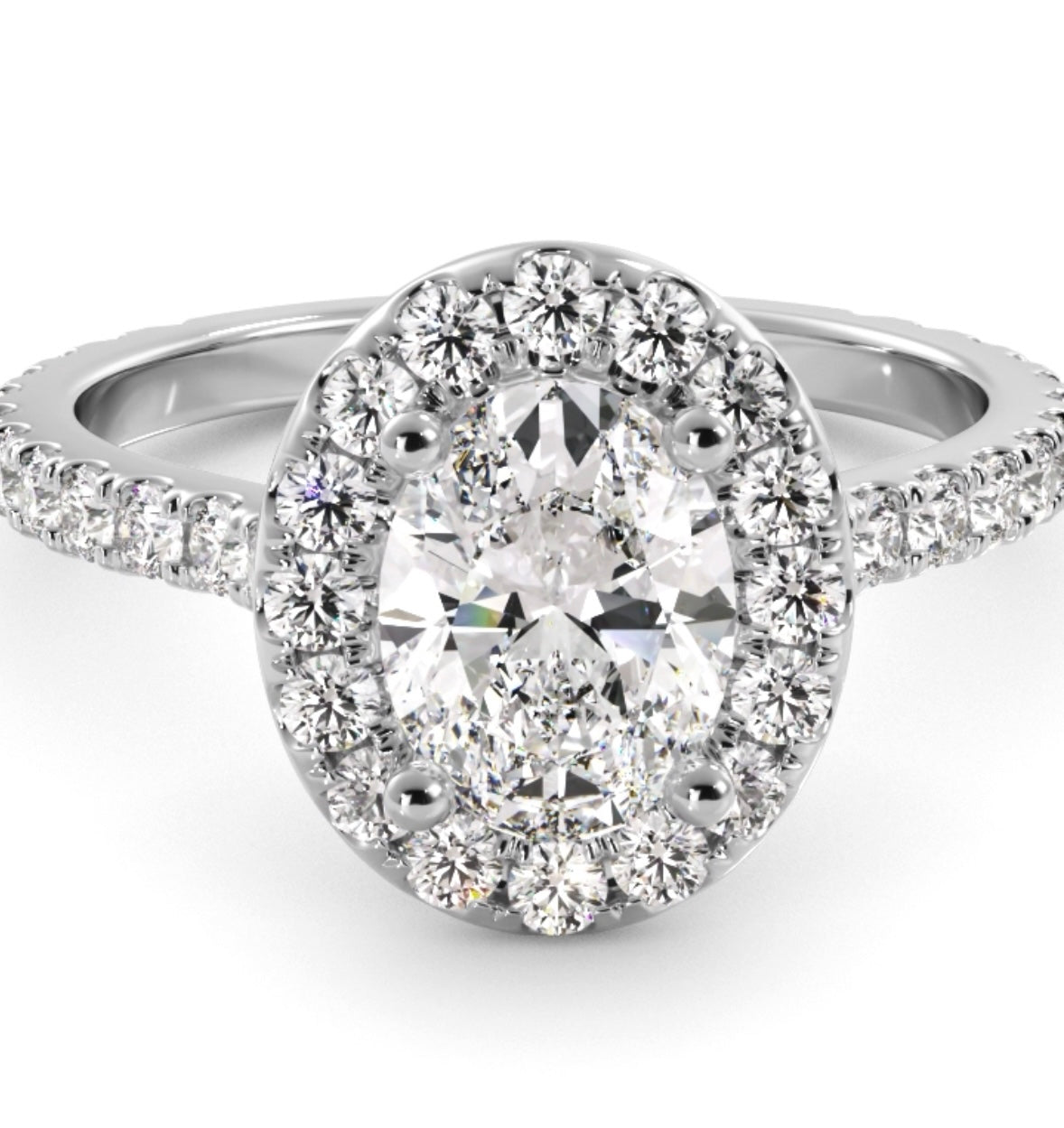 1.75 ctw Oval with Halo Diamond Engagement Ring