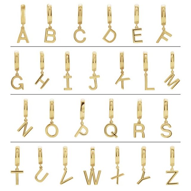 14K Initial N Hinged Huggie Earring