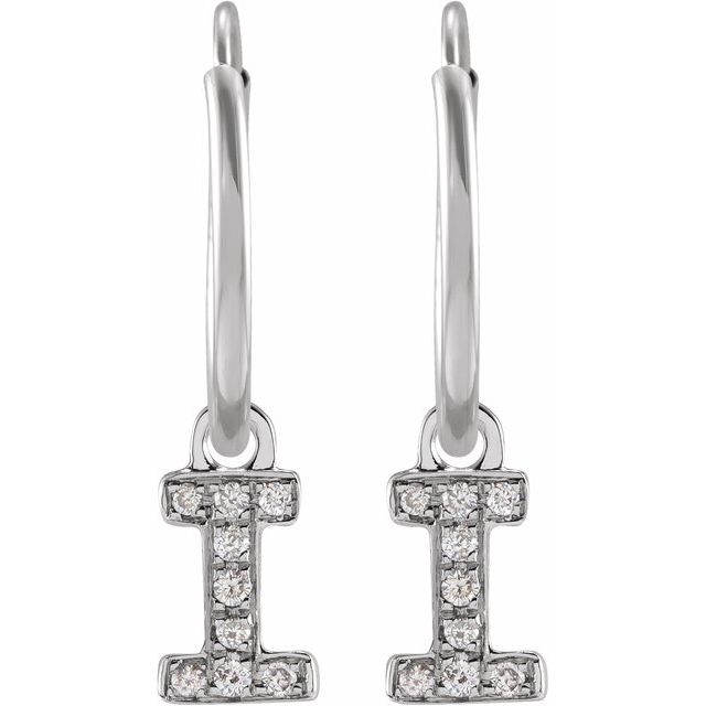 14K .03 CTW Natural Diamond Single Initial I Hoop Earring